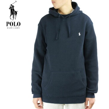 POLO RALPH LAUREN ポロラルフローレンM ONE POINT PONY WAFFLE PULLOVER PARKAメンズ ワンポイントワッフルパーカーAVIATR NVY(ネイビー)サーマル 紺 ロゴ フーディー