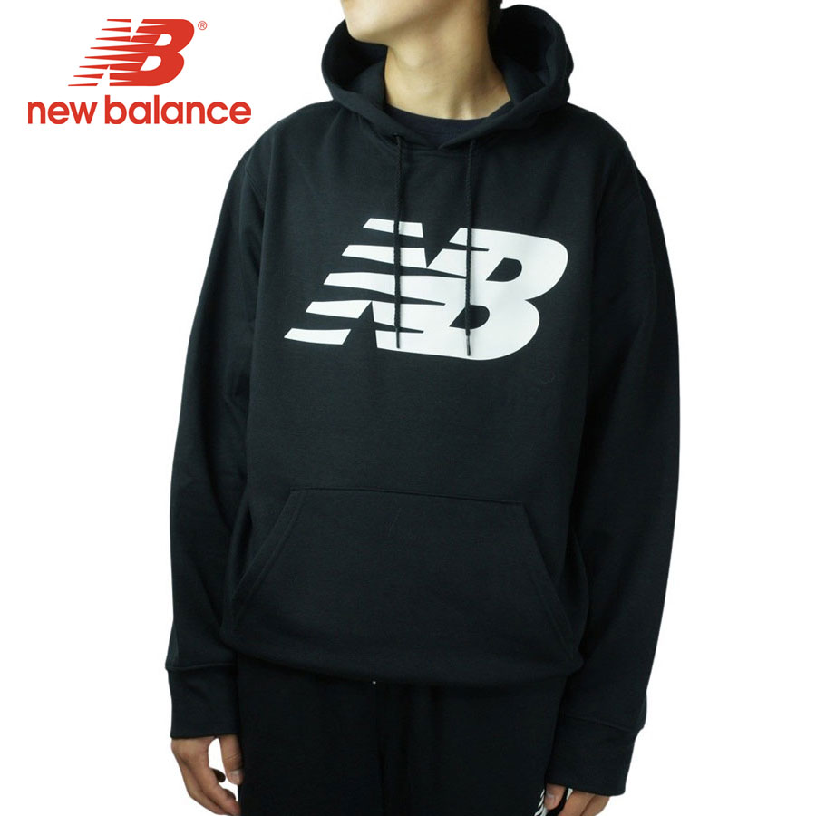 ニューバランス パーカー メンズ ニューバランスNEW BALANCEメンズ パーカーCORE FLCE HOODIEコア フリース フーディーBLACK(ブラック)黒 白 ロゴ 裏起毛 プルオーバー スウェットパーカー セットアップ