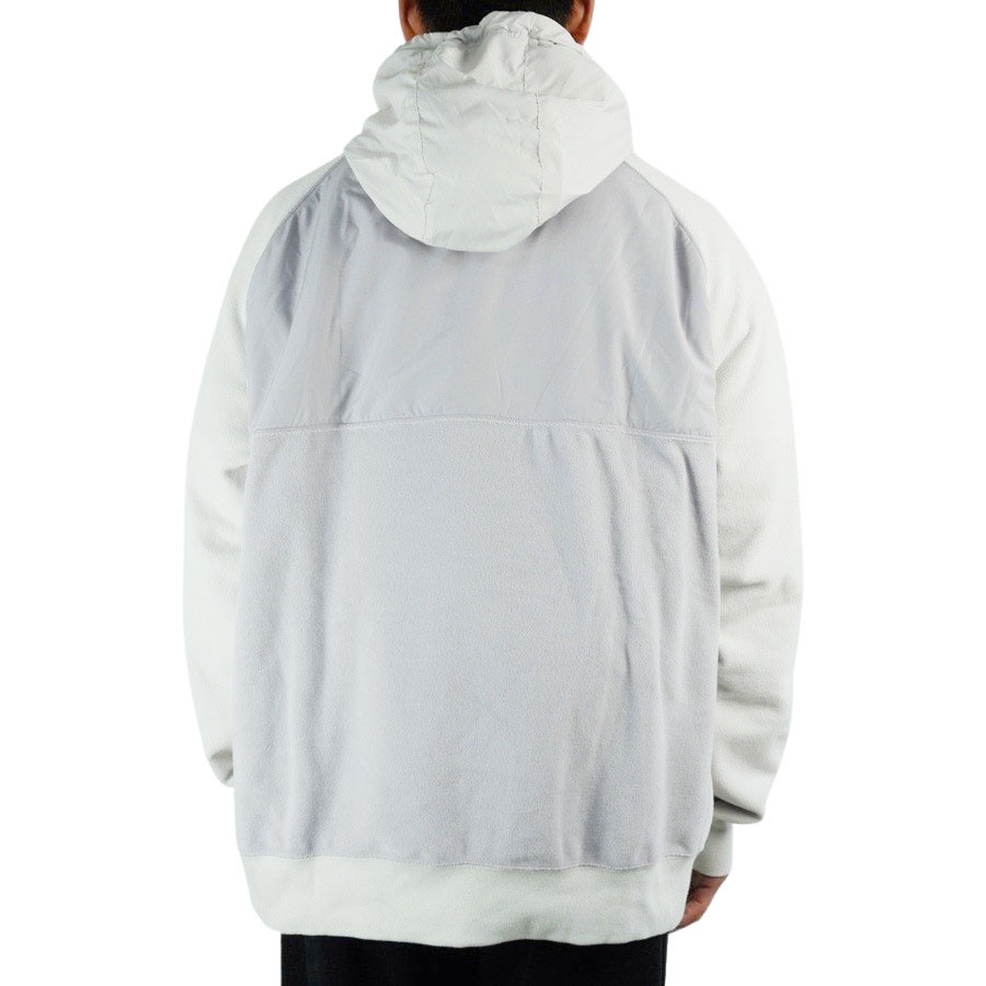 ナイキ NIKEメンズ パーカーFLEECE FULL ZIP HOODIEフリースフルジップフーディーLIGHT GREY/WHT(ライトグレーホワイト)白 灰色 ストリート ボア ナイロン コットン