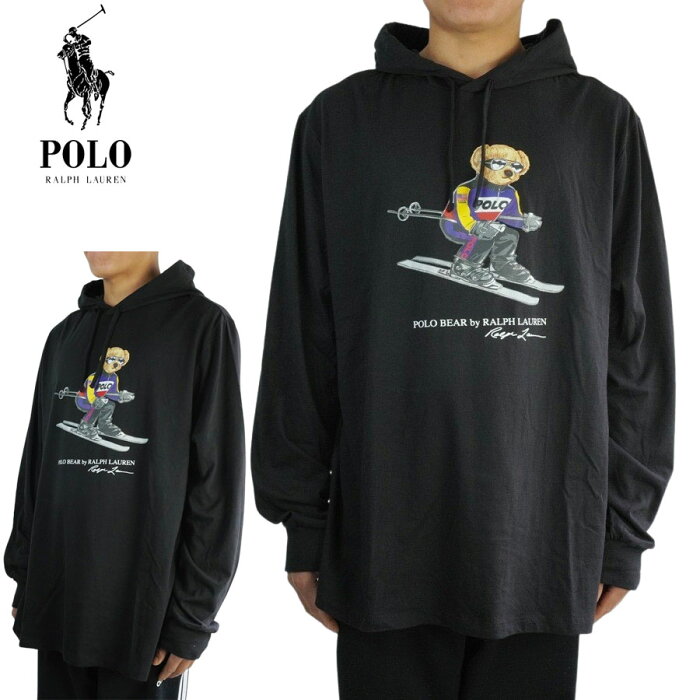 POLO RALPH LAUREN ポロラルフローレンPOLO BEAR SKI HOODIEポロベアースキーフーディーBLACK(ブラック)男女兼用 熊 キャラクター プリント 黒 白