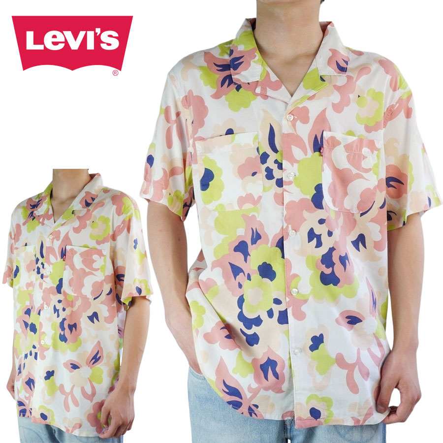 メンズ シャツ【クリックポスト発送】リーバイス LEVI'SOPEN COLLER SS SHIRTS CLASSIC CAMPERCY EXPLODED FLORALオープン カラー ショートスリーブ シャツ クラシック キャンパーエクスプローデッド フローラルホワイト/ピンク/グリーン