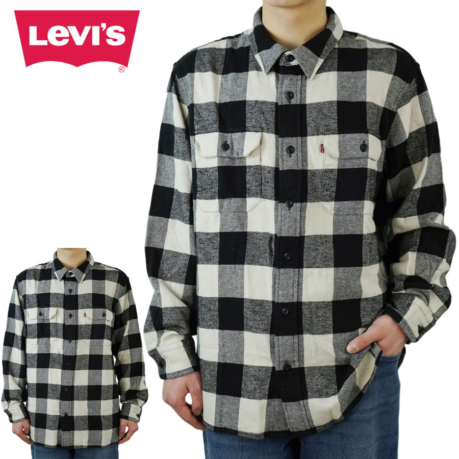 メンズ シャツリーバイス LEVI'S チェックシャツ ワークシャツCLASSIC WORKER SHIRTS RELAXEDバッファローチェック フランネルシャツレトロ クラシック ブラック ホワイト 黒白リラックスフィット レッドタブ ジェンダー