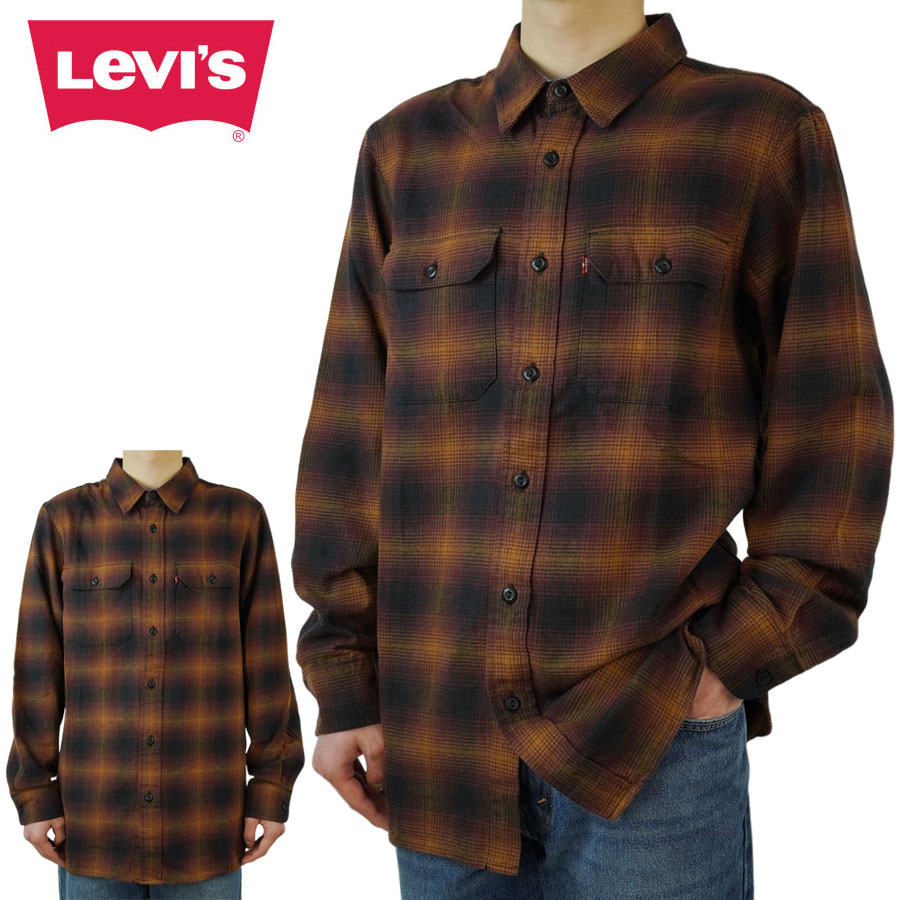 メンズ シャツ【クリックポスト発送】リーバイス LEVI'S オンブレーチェックシャツRELAXED CLASSIC WORKER SHIRTS OMBLE CHECKオンブレ リラックスフィット ワークシャツクラシック レトロ Y2K ブラウン 赤系ジェンダーフリー デニム DENIM 501