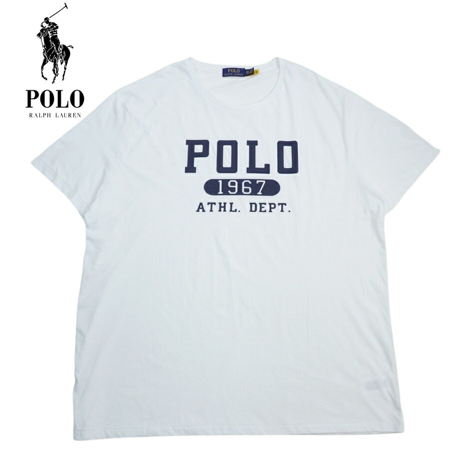 【クリックポスト発送】ラルフローレンPOLO RALPH LAUREN ポロラルフローレン メンズ TシャツM POLO 1967 TEEクルーネックTシャツWHITE(ホワイト)白 紺 USA アメリカ ロゴ ストリート カジュアル 半袖
