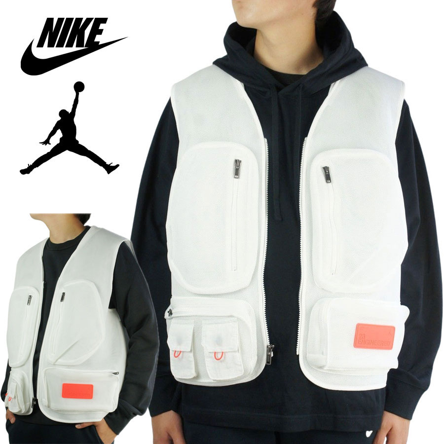 NIKE ナイキJORDAN 23 ENGINEERED SPACER MESH VESTジョーダン23 エンジニア メッシュベストWHITE ホワイト メンズ スポーツ トップス カジュアル 白 オレンジ レオン 蛍光