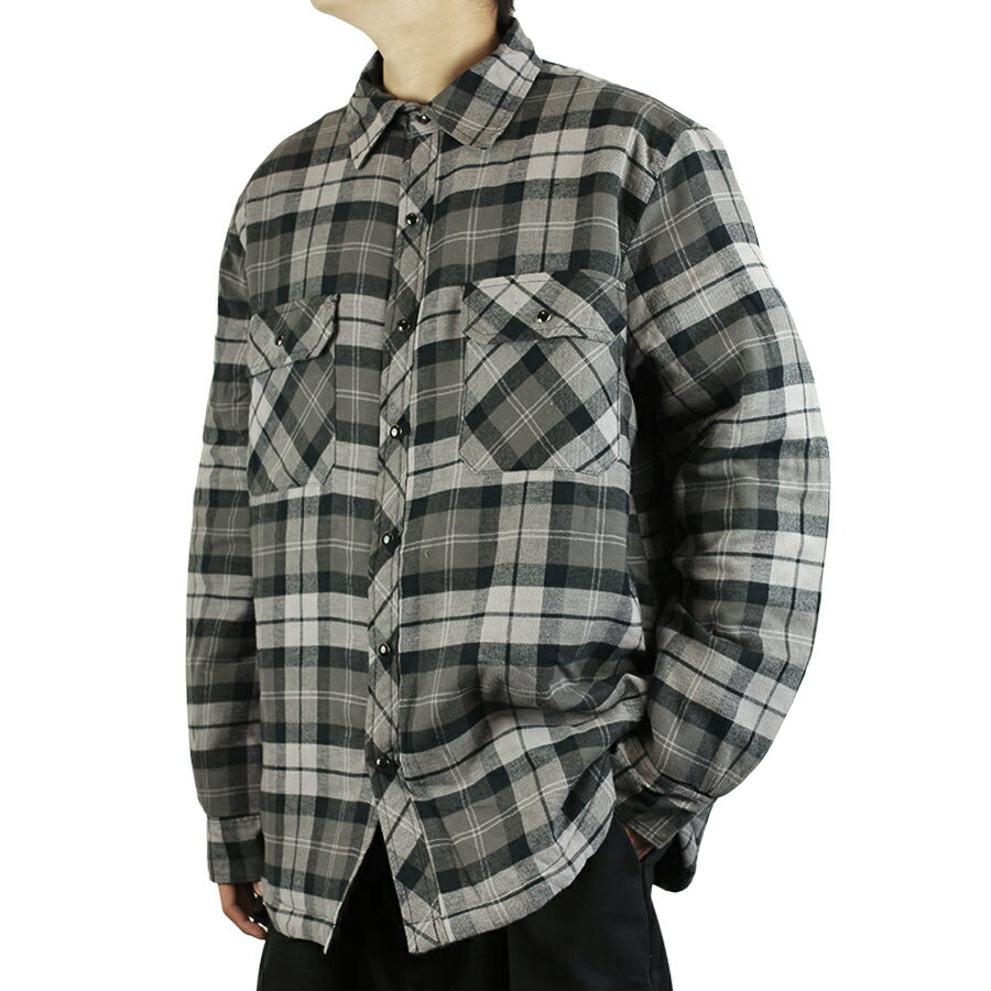 メンズ シャツ ジャケットBAYFASHION ベイファッションQUILTING SHIRTS JACKET キルティングシャツジャケットGREY BLACK(グレーブラック)メンズ 灰色 黒 チェック ストリート オーバーサイズ