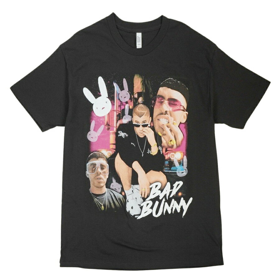 メンズ Tシャツ【クリックポスト対応可】BAD BUNNYバッドバニー プリントTシャツBLACK(ブラック)男女兼用 黒 半袖 TSHIRTS ラッパーHIPHOP ラップT ミュージックT