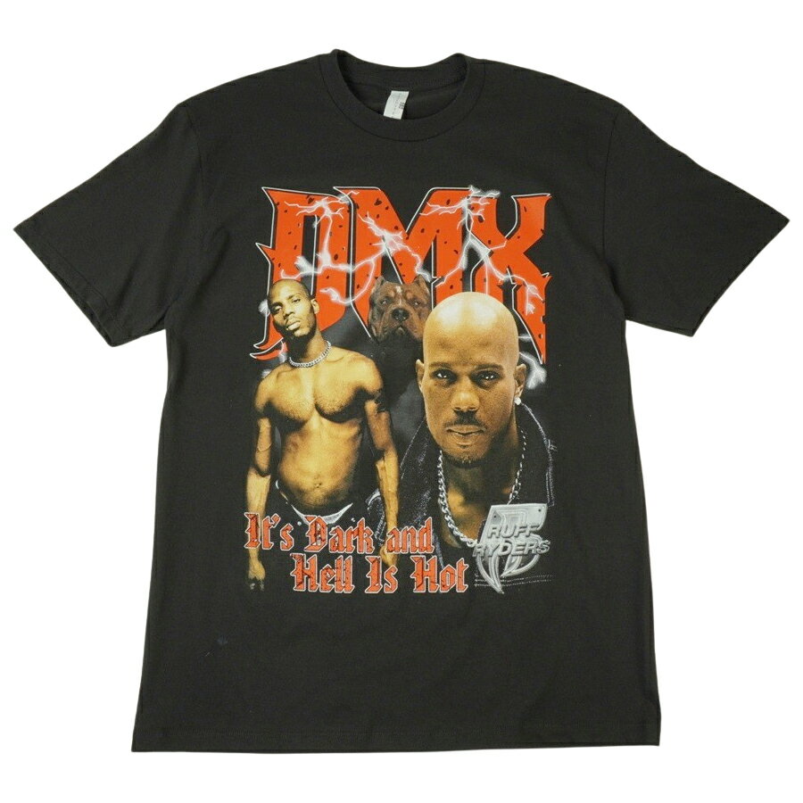 楽天THE MATERIAL WORLD【クリックポスト対応可】メンズ TシャツDMX RAP TEE 1ディーエムエックス ラップ Tシャツ 1BLACK/RED（ブラック/レッド）アーティスト 歌手 プリント ミュージック イラスト ロゴ USA HIPHOP RAP MUSIC