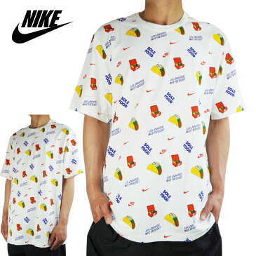 【クリックポスト発送】NIKE ナイキメンズ TシャツCW0472-100 SS FOOD TACOS TEEショートスリーブ フードTシャツ タコスWHITE(ホワイト）総柄 白 黄色 赤 SWOOSH スウッシュ