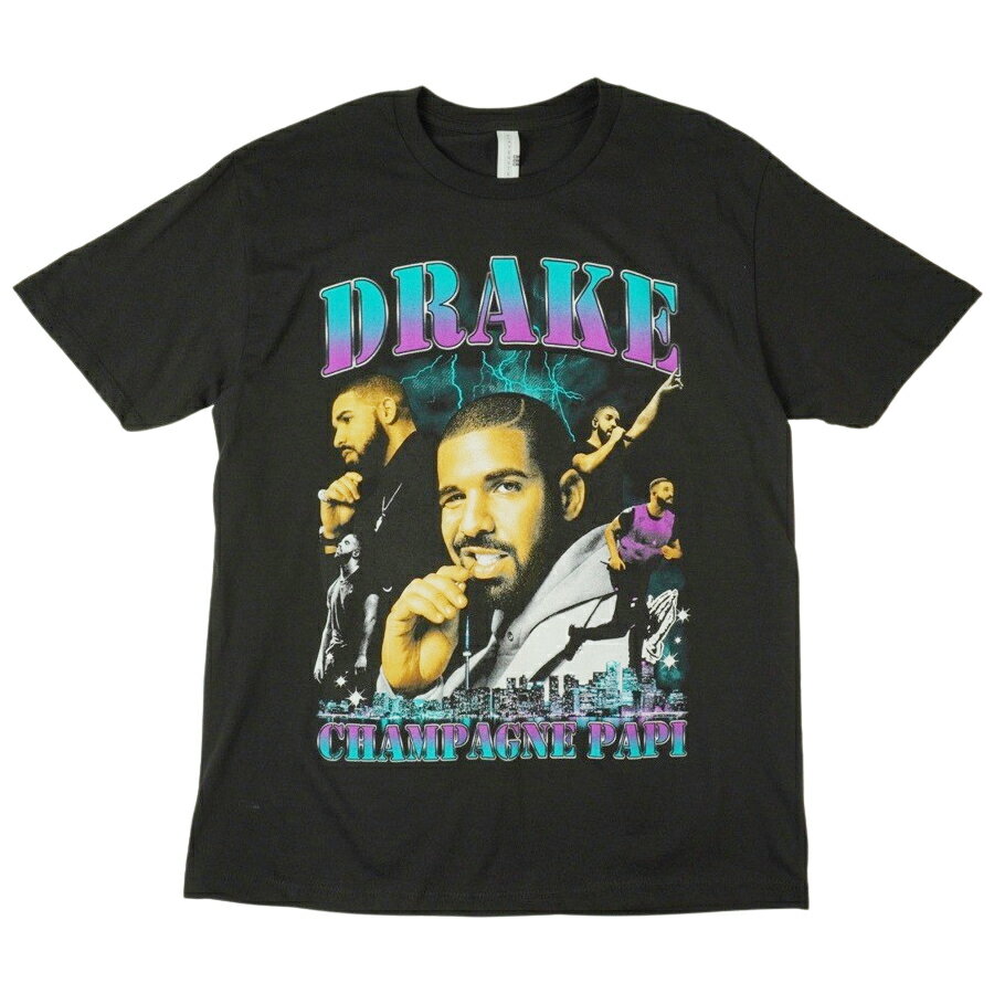 【クリックポスト対応可】メンズ TシャツDRAKE CHAMPAGNE PAPI TEEドレイク シャンパン パピ Tシャツ ラップTBLACK(ブラック)アーティスト 歌手 プリント ミュージック イラスト USA HIPHOP RAP MUSIC