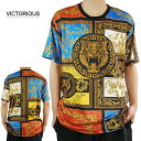 【クリックポスト発送】ビクトリアス VICTORIOUSメンズ TシャツTS7508 BAROQUE TIGER TEEバロック タイガー TシャツMULTI(マルチ)男性用 ベルサーチ風 トップス ストリート HIPHOP ロサンゼルス