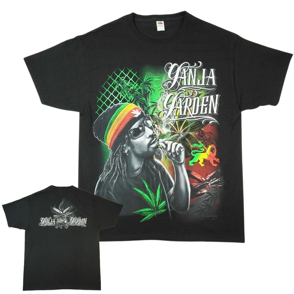 メンズ Tシャツ【クリックポスト対応可】GANJA GARDEN TEEガンジャ ガーデン TシャツBLACK/GREEN(ブラック/グリーン)男女兼用 黒 TSHIRTS ストリートマリファナ ラップT ミュージックT ロゴ