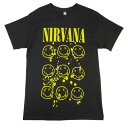 メンズ TシャツNIRVANA MANY SMILE TEEニルヴァーナ メニ-- スマイル TシャツBLACK/YELLOW(ブラック/イエロー)男女兼用 黒 TSHIRTS メタル ロック パンクバンドT PUNK ROCK アーティストT ミュージックT ロゴ