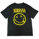 メンズ TシャツNIRVANA SMILE TEEニルヴァーナ スマイルTシャツBLACK/YELLOW(ブラック/イエロー)男女兼用 黒 TSHIRTS メタル ロック パンクバンドT PUNK ROCK アーティストT ミュージックT ロゴ