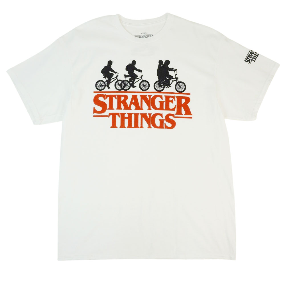 メンズ TシャツSTRANGER THINGS TEEストレンジャー・シングス TシャツWHITE/RED(ホワイト/レッド)男女兼用 白 赤 TSHIRTS キャラロゴ NETFLIX ネトフリ ストシン