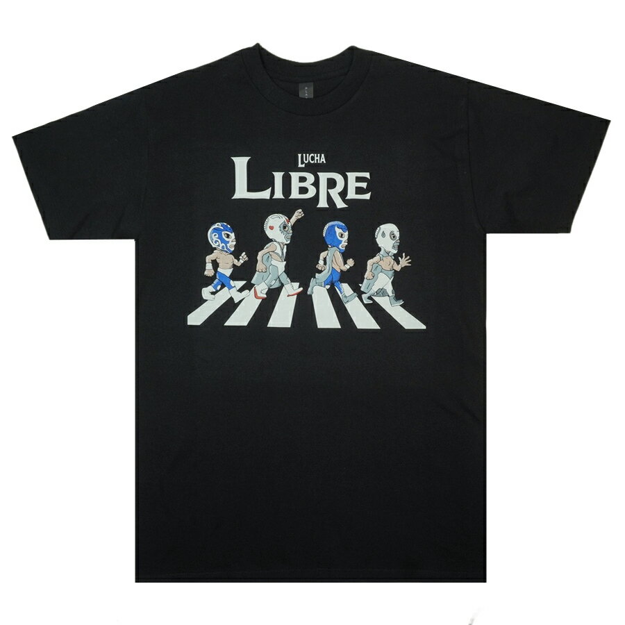 【クリックポスト対応可】メンズ TシャツLUCHA LIBRE アビーロードTシャツルチャリブレ マリアッチ メキシコ プロレスBLACK 黒 ブラック チカーノアートグアダルーペ 死者の日 シュガースカル 西海岸 チカーノ カルチャー