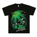 メンズ Tシャツ【クリックポスト対応可】4.20 GREEN IS LIFE GREEN IS HAPPINESS TEEマリファナ ウィード TシャツBLACK/GREEN(ブラック/グリーン)男女兼用 黒 TSHIRTS ストリートマリファナ ラップT ミュージックT ロゴ