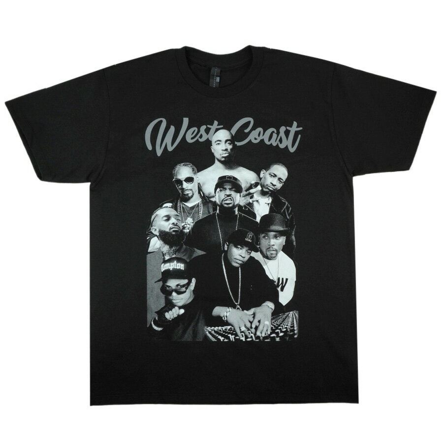 メンズ TシャツWEST COAST TEE ウェストコースト Tシャツブラック 黒ラップT ラッパー アーティストWESTSIDE 西海岸 ローライダー レジェンド ギャングスタ レディース