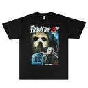 メンズ Tシャツ【クリックポスト対応可】13日の金曜日 JASON LIVES FRIDAY THE 13TH TEEジェイソン ホラー Tシャツブラック 黒 殺人鬼 チェンソー 映画 MOVIE男女兼用 半袖 TSHIRTS サイコパス スラッシャーラップT ロゴT レディース