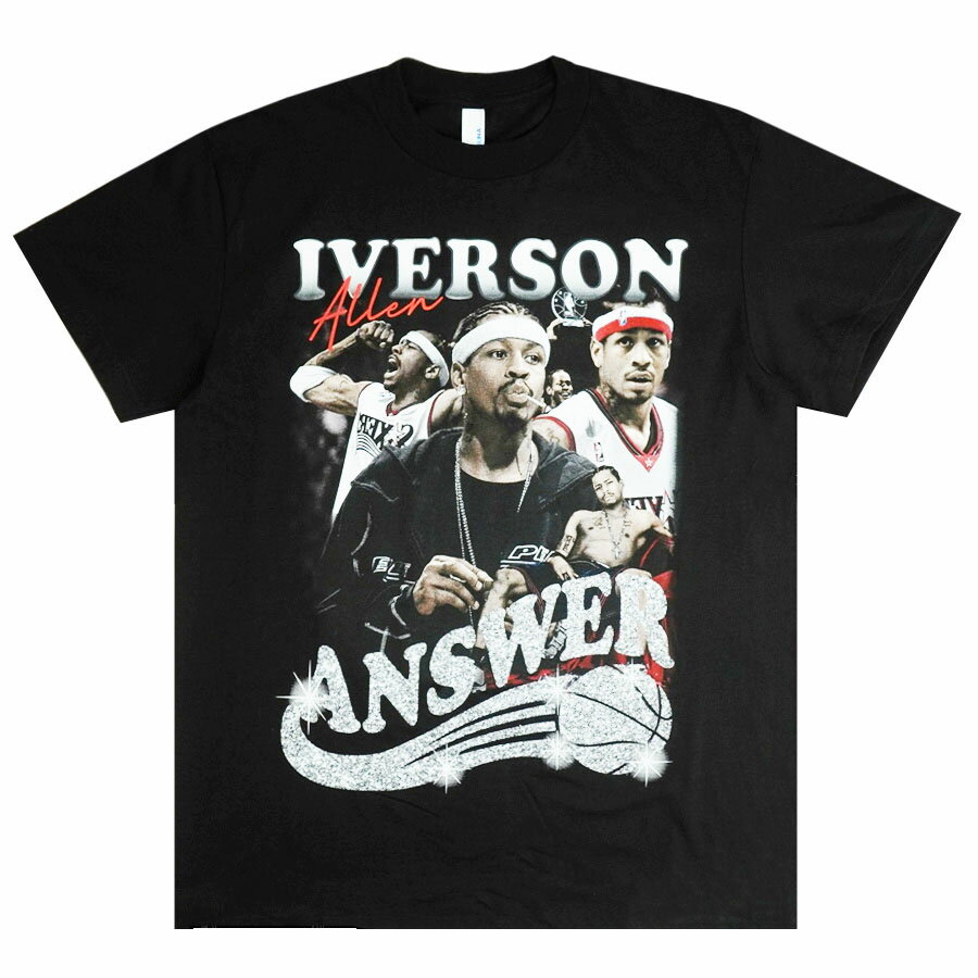 メンズ Tシャツ【クリックポスト対応可】アレン・アイバーソン Tシャツ ALLEN IVERSON ANSWERNBA 得点王 MVP バスケットボールブラック 黒 ドラフト男女兼用 半袖 TSHIRTS ラップT レディース