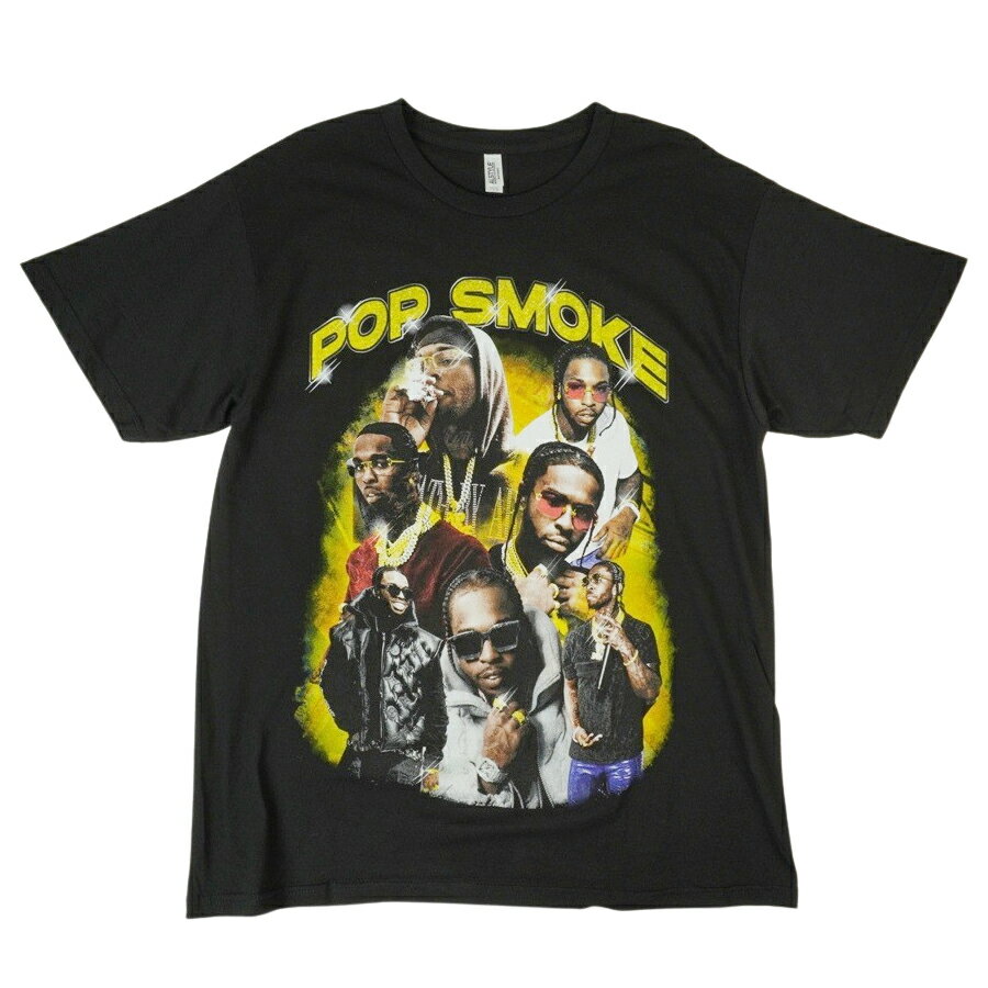 【クリックポスト対応可】メンズ TシャツPOP SMOKE RAP TEEポップ スモーク ラップ TシャツBLACK(ブラック)黒 WESTSIDE 西海岸 ローライダー プリント