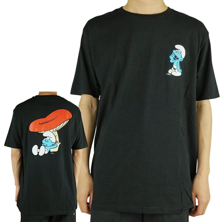 メンズ Tシャツ【クリックポスト対応可】THE SMURFS TEEスマーフTシャツ キャラプリントTEEBLACK(ブラック)男女兼用 黒 半袖 TSHIRTS アメキャラ キャラT アメカジ 漫画 映画