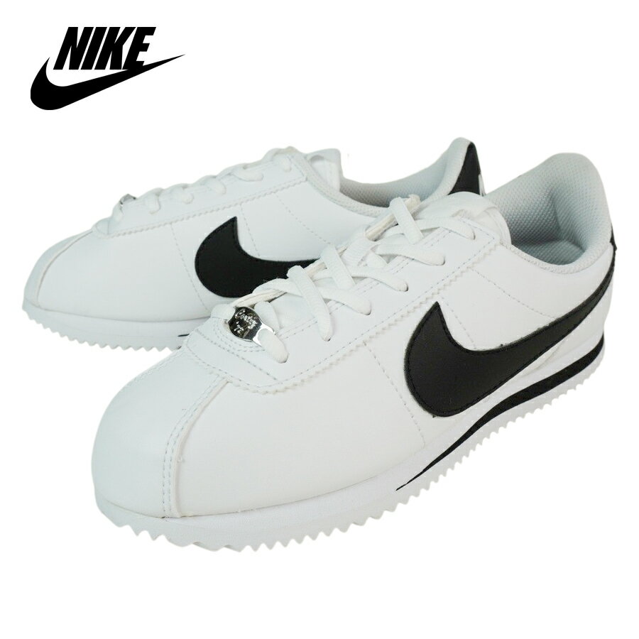 ナイキ NIKEレディース スニーカーCORTEZ BASIC SL (GS)コルテッツ ベーシック グレードスクールWHITE/BLACK（ホワイト/ブラック)女性用 キッズ モノトーン ランニング スウォッシュ 黒 白