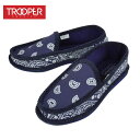 トゥルーパー TROOPERメンズ シューズKS-002 BANDANA SLIPPERNAVY/WHITE(ネイビーホワイト)スリッポン 靴 紺 白 チカーノ HIPHOP ルームシューズバンダナ ペイズリー トゥルーパーアメリカ