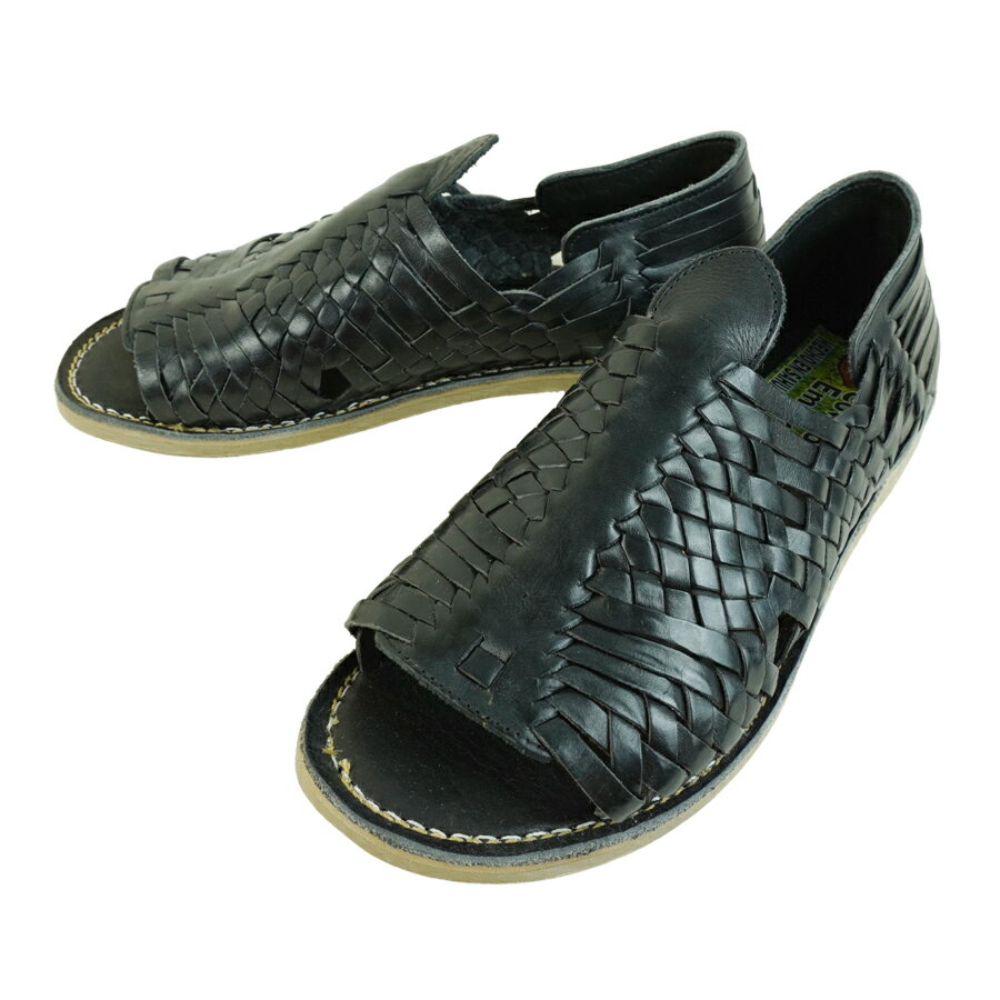 MADE IN MEXICO HUARACHE SHOESメイド イン メキシコ ハラチシューズメンズ サンダルPACHUCO NEGRO(ブラック)ワラチ レザー 編み込み 黒 メッシュ 本革 ハンドメイド 手縫い グルカサンダル メキシカン