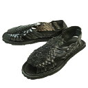 メンズ サンダルMADE IN MEXICO HUARACHE SHOESHUARACHE SANDAL ワラチサンダル10 COWBOY EMPIRE オープントゥ 編み込みサンダルBLACK(ブラック)メイドインメキシコ レザー 編み込み 本革 ハンドメイド 手縫い グルカサンダル メキシカン