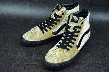 【新入荷】VANS　ヴァンズ 　バンズSK8-HIスケートハイ(VELVET)TAN/BLACK(ベルベット　タン/ブラック)メンズ　レディース　シューズ　ハイカット　ビロード　ベージュ　黒