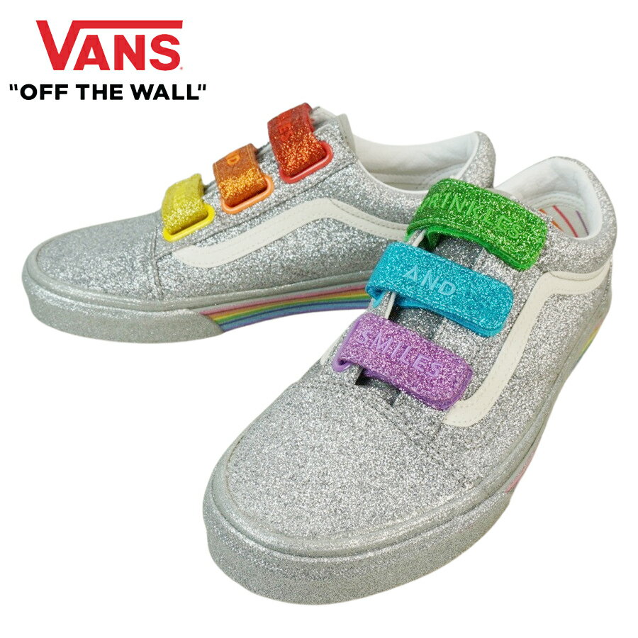 バンズ バンズ VANS ヴァンズ【箱無し】OLD SKOOL Vオールドスクール ベルクロ(FLOUR SHOP)SILVERRAINBOW(フラワー ショップ)シルバーレインボウメンズ レディース スニーカー 靴 スケボー sk8ストリート ローカット ラメ カラフル