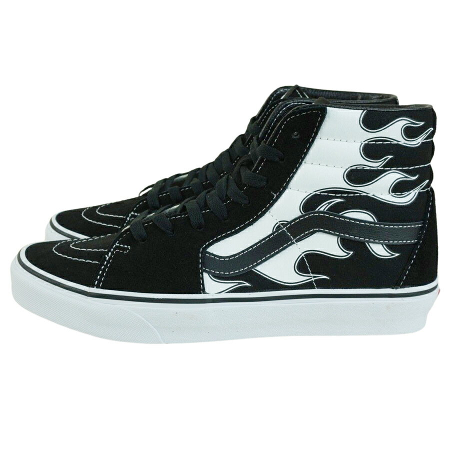 バンズ VANS ヴァンズメンズ スニーカーSK8-HI スケート ハイ (FLAME)BLACK/WHITE(フレイム)ブラック/ホワイトハイカット 靴 スケートボード スケボー ファイアパターン モノトーン 黒 白 ストリート スケーター