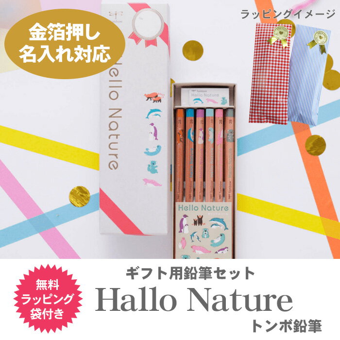 名入れ 鉛筆 トンボ鉛筆 ハローネイチャー ギフト用鉛筆セット 鉛筆 かきかたえんぴつ 12本 ラッピングセット 金箔 2B MP-KHN2-2B