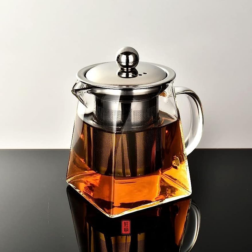 ティーポット 耐熱ガラス 急須 ガラスティーポット 茶こし ガラス 透明 紅茶ポット フルーツティー リーフティー 花茶 麦茶 茶ポット 茶器 きゅうす おしゃれ (550ml)