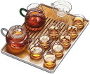 ティーセット 茶器 セット 急須 湯呑み 番茶器セット 茶道具 磁器 ガラス 透明 茶盤付き 和風 贈り物中国茶盤 お茶 茶器 茶盆 茶台收藏 おしゃれ オフィ...