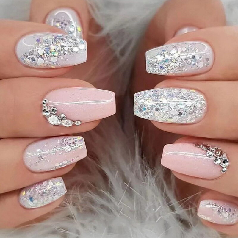 送料無料 デザインネイルチップ つけ爪 お得な24枚SET セット ネイルアート デコネイル 成人式 結婚式 披露宴 ネイルチップ ネイルパーツ j-230806-jp2375