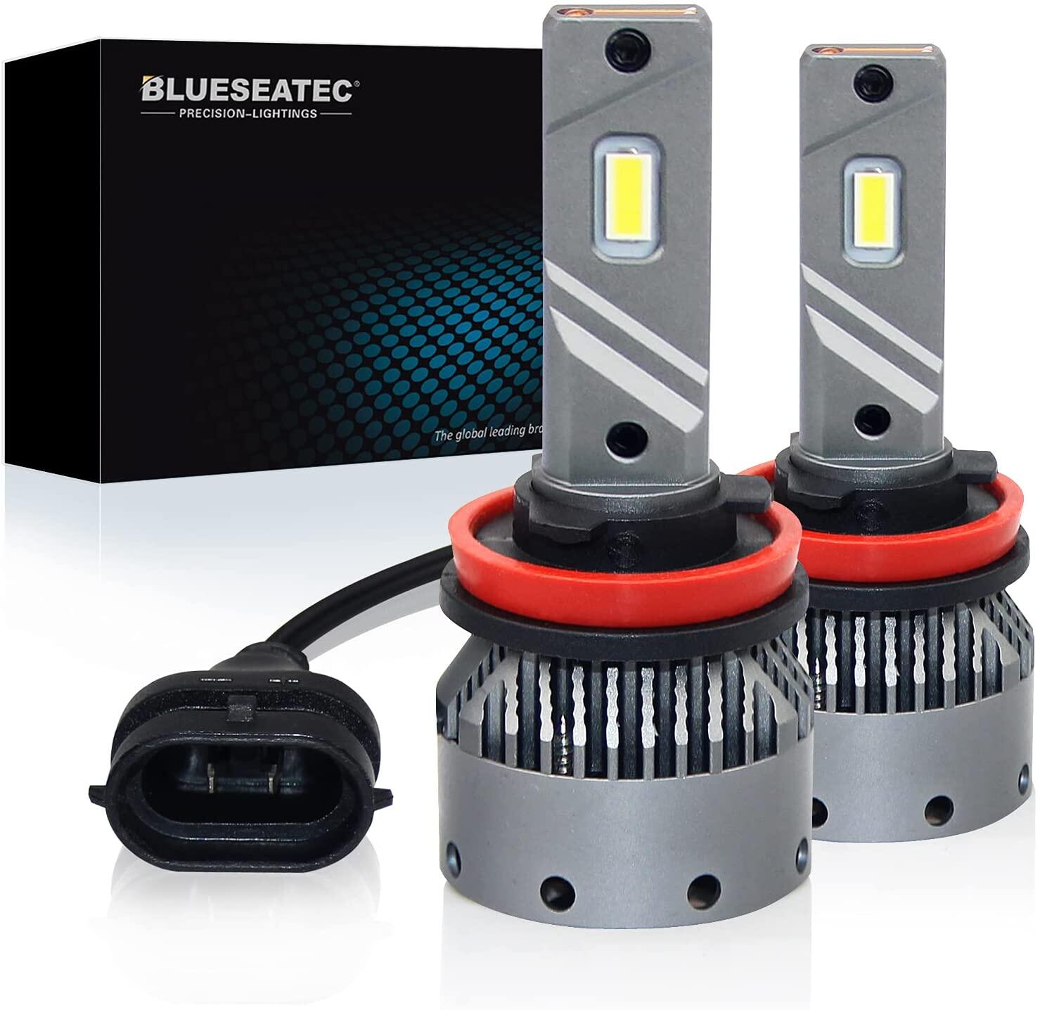 Rakuten - BLUESEATEC H8 H16 LEDヘッドライト 爆光 H11 LEDバルブ 20000LM 50W キャンセラー内蔵 12V/24v（ハイブリッド車・EV車対応) 高速回転冷却ファン付き 静音 ラジオ干渉なし 0.1秒瞬間起動 ホワイト 5年保証 2個入