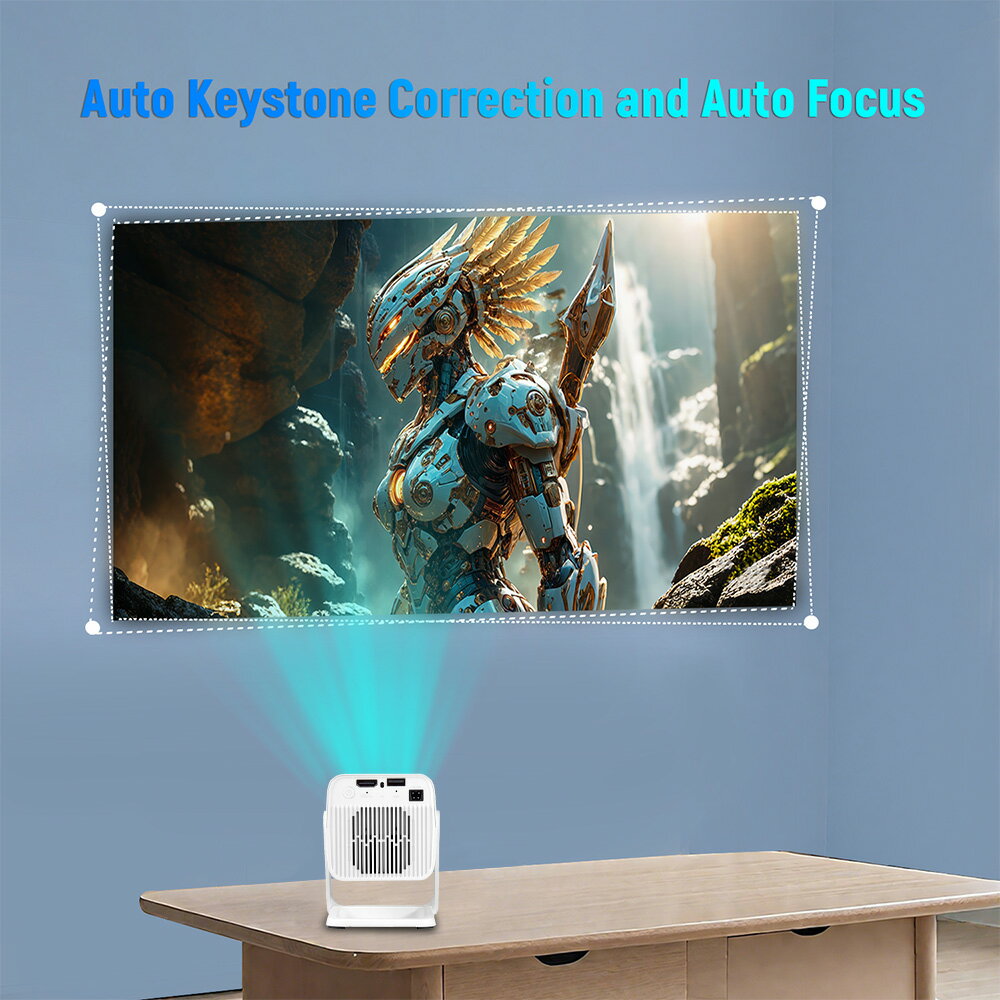 2025年新発売 プロジェクター 小型【270°回転/フルHD1920P/自動調焦】スマートプロジェクター 300ANSI ルーメン Youtube対応 内蔵 Android11搭載 Bluetooth5.4/WiFi6 短焦点 40-130インチ対応 自動台形補正 3Wスピーカー内蔵 多言語対応 ホワイト