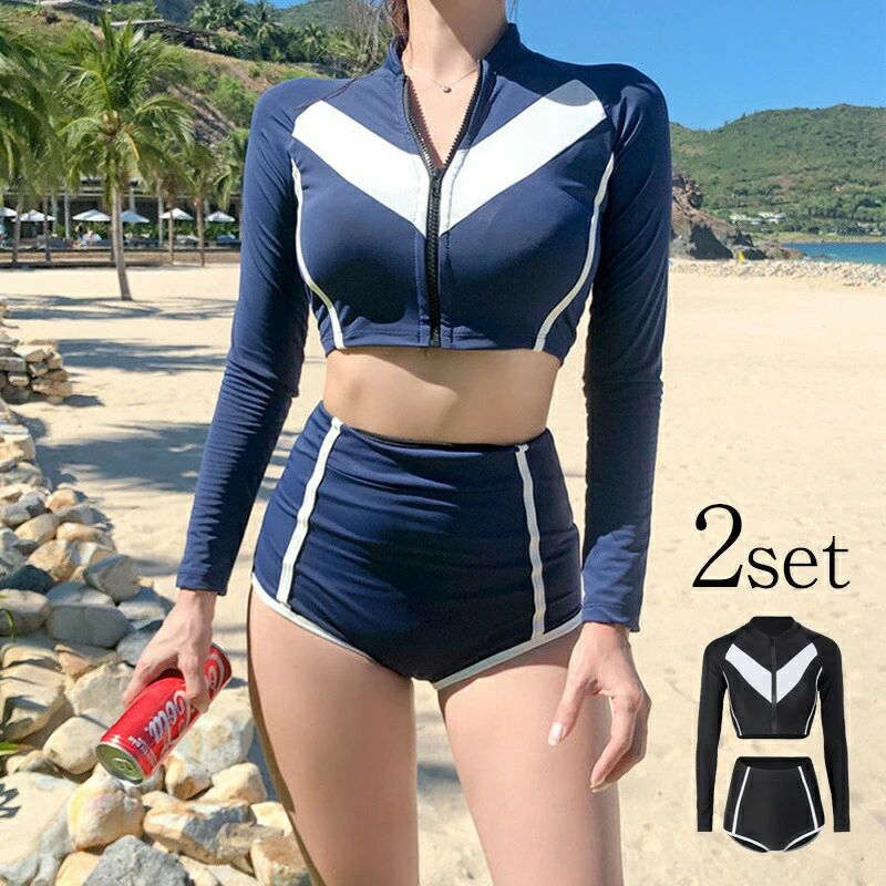【激安販売中】水着 レディース 2点セット 韓国 上下セット 長袖 ショートパンツ ビキニ かわいい タンキニ 体型カバー 小胸 セクシー ぽっちゃり ママ水着 露出控えめ 着痩せ おしゃれ セパレート お尻 太もも 女子 女性用 大人 温泉 夏 旅行 海 みずぎ