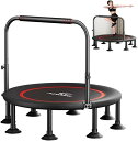 【50%OFFクーポン】【全鋼構造 静音設計 高弾力 手すり付き】 手すり3段階調節 トレーニング エクササイズ あそび 家庭用 耐荷重300kg 折りたたみ式...