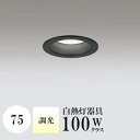 ダウンライト 開口75φ 温白色(3500K) 白熱灯100W相当 ブラック 調光可 ※別売調光器対応 ※工事必要 SB型(高気密 断熱材対応型) 配光34° 拡散 アルミ