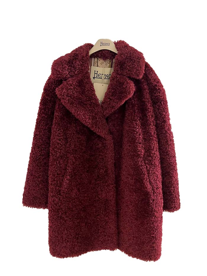 樂天商城 - 【正規取扱店】HERNO ヘルノ CA000500D12421 CURLY FAUX FUR コート 4630 ボルドー
