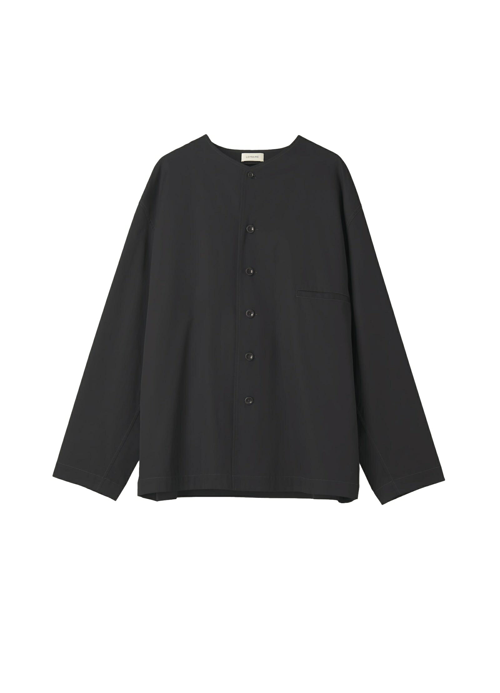 谷ŹLEMAIRE COLLARLESS RELAXED SHIRT BLACK(᡼)