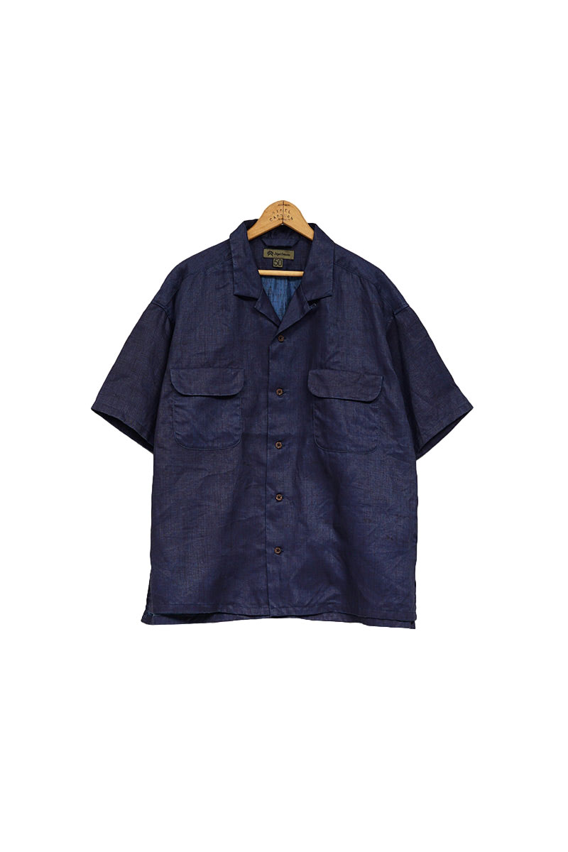 【正規取扱店】NIGEL CABOURN OPEN COLLAR SHIRT LINEN INDIGO (ナイジェルケーボン)
