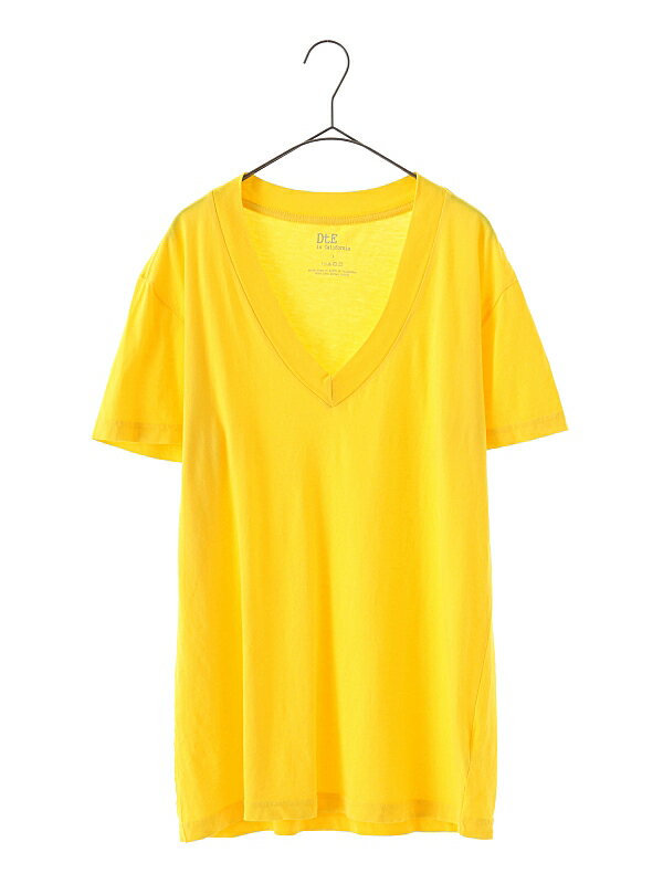 yK戵XzDtE in California 10005 V NECK WIDE RIB YELLOW(fB[eB[C[CJtHjA)