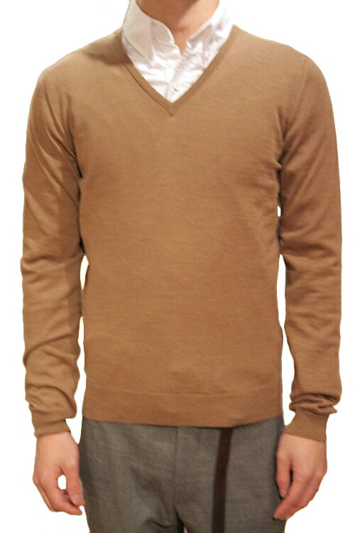 【正規取扱店】ROBERTO COLLINA 定番Vネックニット CAMEL(キャメル) (ロベルトコリーナ)