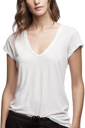 ジェームスパース Tシャツ レディース 【正規取扱店】JAMES PERSE WEK3182 ハイゲージ深VネックTシャツ WHITE (ジェームスパース)