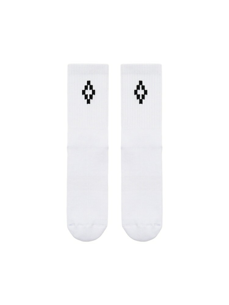 【正規取扱店】MARCELO BURLON CROSS SHORT SOX WHITE BLACK (マルセロ ブロン)