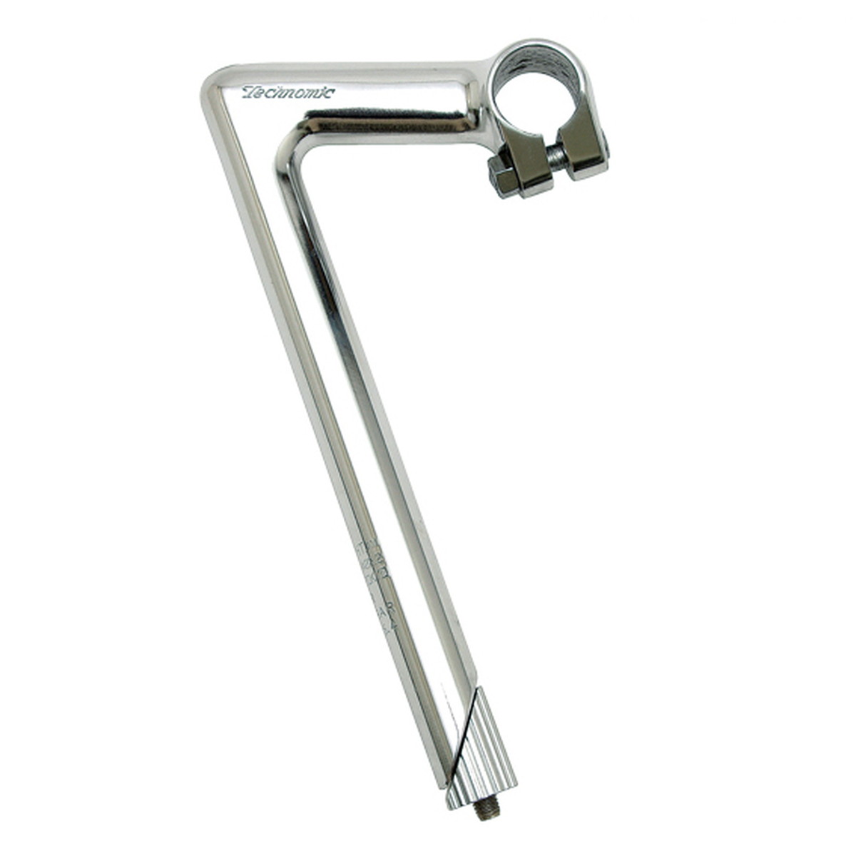 テクノミックステムのロングコラムタイプ。 ■カラー：シルバー ■長さ：100mm ■クランプ径：25.4mm ■コラム：22.2mm×225mm ■アングル：71° ■素材2：アルミ合金鍛造